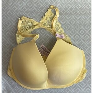 Victoria's Secret Wireless No Wire Padded Push Up Lounge Bra 32DD Yellow Lace